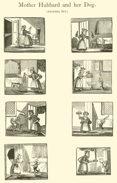 オールド・マザー・ハバードとその犬（木版画 作： English School