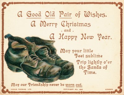 ブーツ、クリスマスカードの古いペア 作： English School