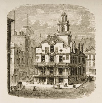 1876年にボストンのオールドステートハウス、1876年に宗教トラクト協会によって発行された「アメリカンピクチャーズ」から 作： English School