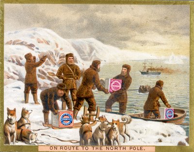 ノースポールへのルート、ハントリー＆パーマーズビスケットのプロモーションカード、1890年頃 作： English School