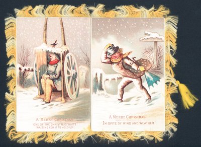 一人の男が待っている、一人の男が歩いている、クリスマスカード 作： English School