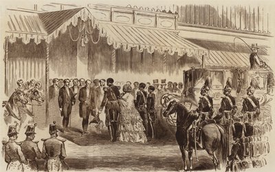 陛下の到着、クリスタルパレスのオープニング、1854年 作： English School