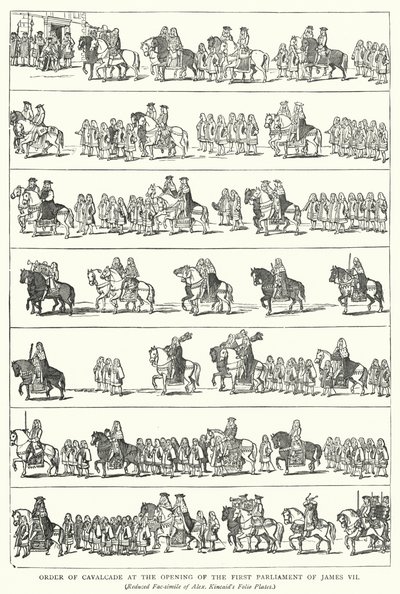 ジェームズ7世の第一議会開会時の騎馬隊の勲章（エングレービング 作： English School