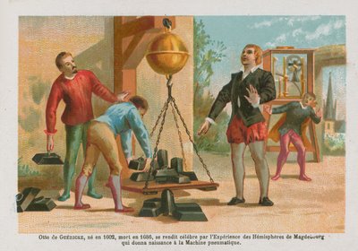 有名なマクデブルク半球を持つドイツの科学者（1602-1686）であるオットーフォンゲリケ 作： English School