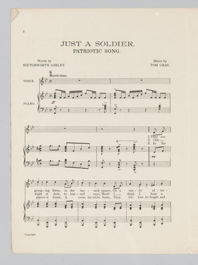 曲「Just a Soldier」の楽譜の2ページ目 作： English School