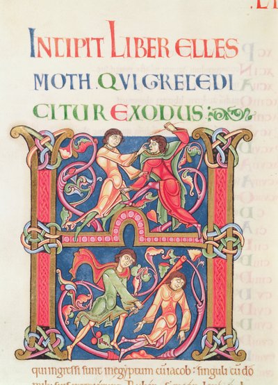 ウィンチェスター聖書のページ、c.1150-80（ベラム） 作： English School