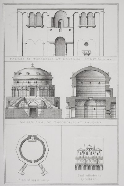 ラベンナの宮殿とテオドリック廟（c.454-526）、 `Agincourts History of Art by the Monuments 作： English School