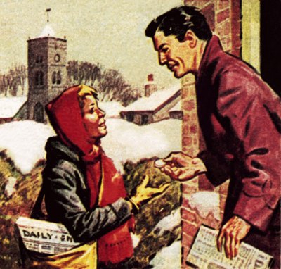 彼のクリスマスボックスを受け取る紙の少年 作： English School