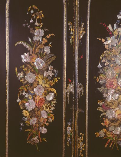 張り子の化粧台、戸棚の扉の詳細、1851年頃（写真）（144844も参照 作： English School