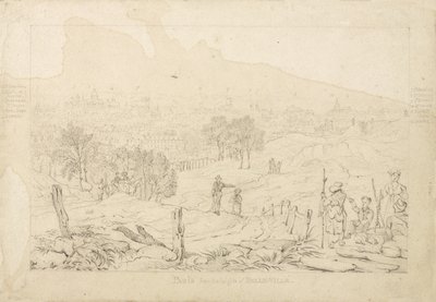 ベルヴィルの高原からのパリ、1815 作： English School
