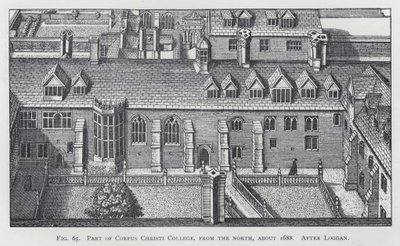 コーパス・クリスティ・カレッジの一部、北側から、1688年頃、Logganの後に（エングレーヴィング 作： English School
