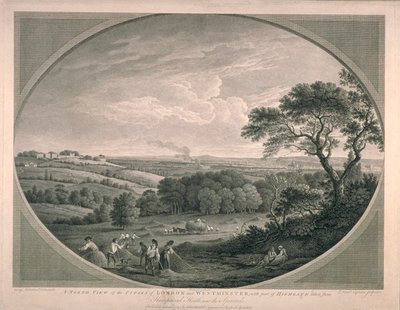 ハイゲートの一部を含むウェストミンスターの都市の牧歌的な眺め、1780 作： English School