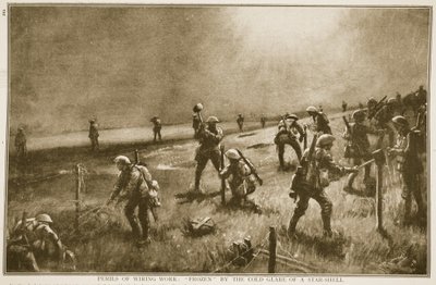 配線作業の危険：星の殻の冷たいまぶしさによって凍りつく、1914-19 作： English School