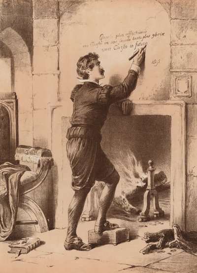 アランデル伯フィリップ、死刑宣告を受け塔にいる（リトグラフ） 作： English School