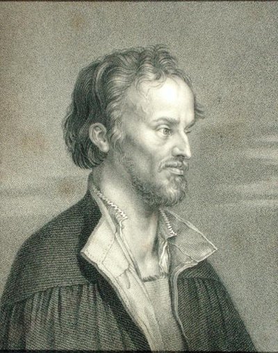 フィリップ・メランヒトンまたはフィリップ・シュヴァルツェルト（1497-1560）、1833年に出版された「画家のギャラリー」より（エングレーヴィング） 作： English School