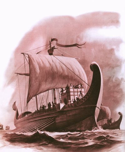 紀元前500年頃にアフリカの西海岸を航行するフェニキア艦隊 作： English School