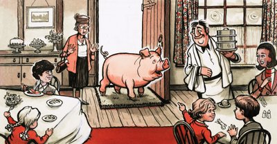 レストランに入る豚 作： English School
