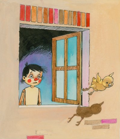 ピノキオ」（紙にガッシュ 作： English School