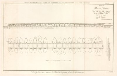 1799年7月2日現在のロンドン橋の計画と標高 作： English School