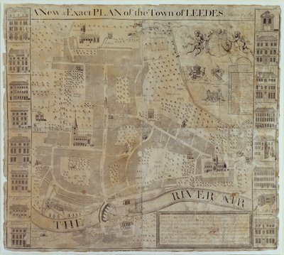 ジョン・コッシンズが測量したリーズの平面図、1730年頃 作： English School
