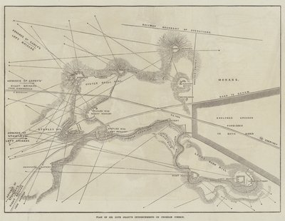 ホープ・グラント卿のチョバム・コモンにおける塹壕の平面図（彫刻作品 作： English School