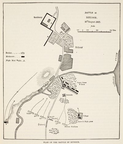 1857年8月16日、カッセルズのイギリスの歴史を示すビトールの戦いの計画 作： English School