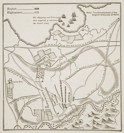 カロデンの戦いの計画、1746年4月16日 作： English School