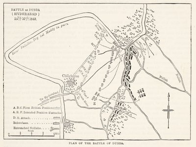 1843年3月24日のダバの戦い（ハイデラバード）の計画、カッセルズのイラスト入りのイギリスの歴史 作： English School