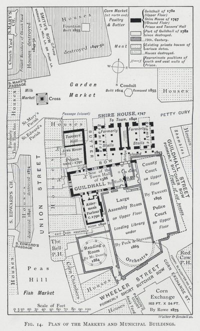 市場と市庁舎の平面図（彫刻 作： English School