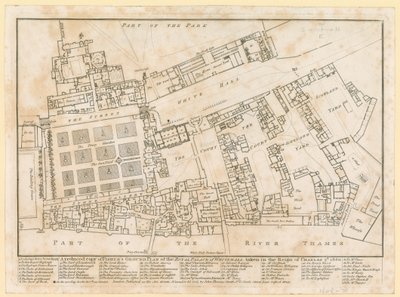 チャールズ2世の治世に撮影されたホワイトホール宮殿の計画、1680年 作： English School