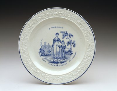 プレート、c。 1820年（転写印刷付きの鉛釉陶器） 作： English School