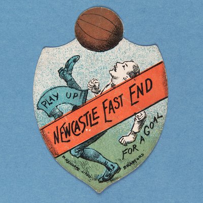 ニューカッスルイーストエンドの目標を達成する、盾の形をしたベインズカード、1880-89 作： English School