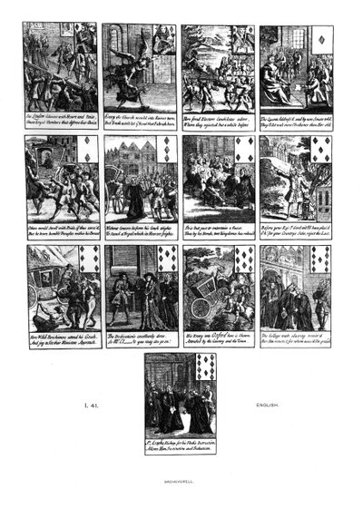 1710年のヘンリーサシェベレル（c.1674-1724）の弾劾を描いたトランプ、ダイヤモンドスーツ 作： English School