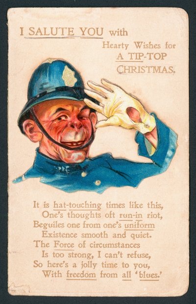 警察官敬礼、クリスマスカード 作： English School