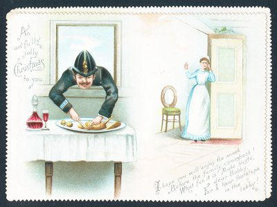 警官が窓から食べ物を盗む！クリスマスカード 作： English School
