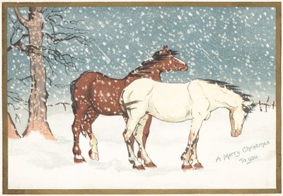 雪の中のポニー、クリスマスカード 作： English School