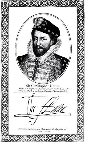 クリストファーハットン卿の肖像と署名（1540-91） 作： English School