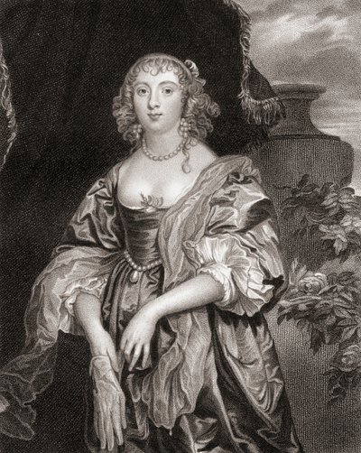 ベッドフォード伯爵夫人（1620-84）のアンカレの肖像画、ロッジズブリティッシュポートレート、1823年 作： English School