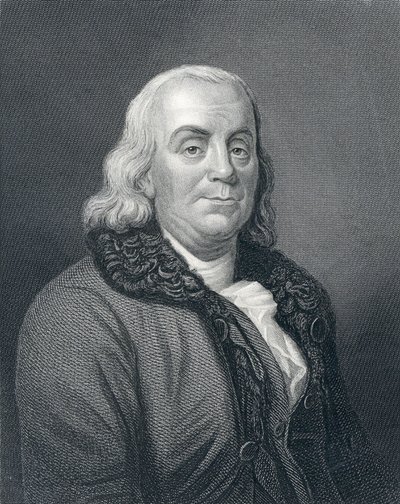 ベンジャミン・フランクリンの肖像、1833年頃 作： English School