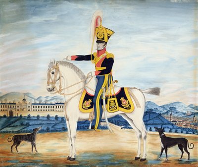 ウィリアム・マンフル船長の完全軍服姿の肖像、1822年（WC、ガッシュ、紙に鉛筆） 作： English School