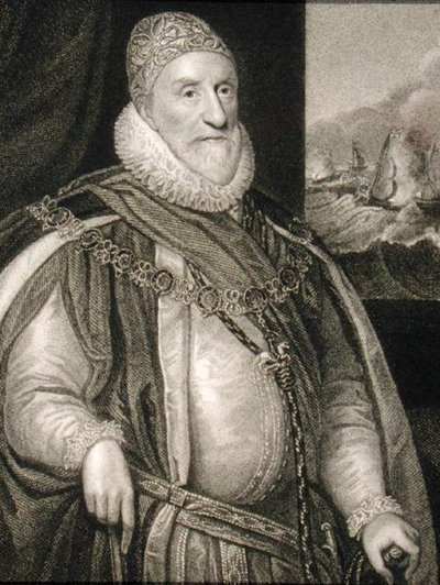 チャールズ・ハワード（1536-1624）の肖像（「ロッジの英国肖像画」より 作： English School