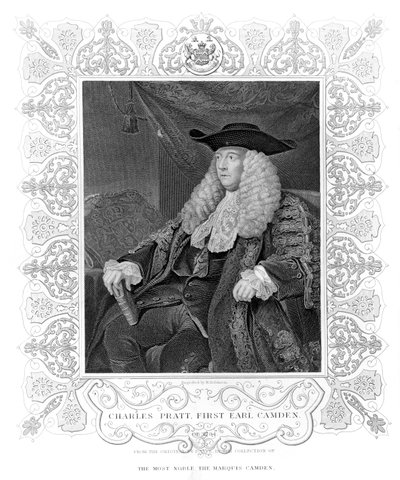 H.ロビンソンによって彫刻されたチャールズプラット、初代アールカムデンの肖像画 作： English School