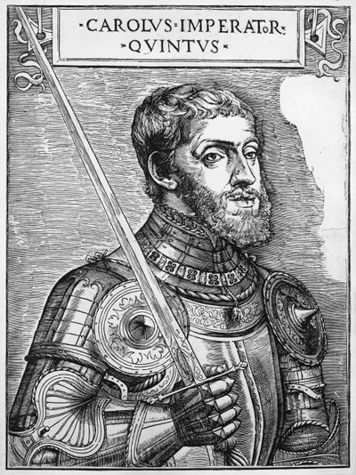 チャールズ5世（1500-58）の肖像、神聖ローマ皇帝 作： English School