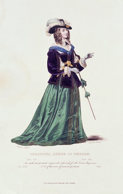スウェーデンのクリスティーナ女王の肖像（1626-1689） 作： English School