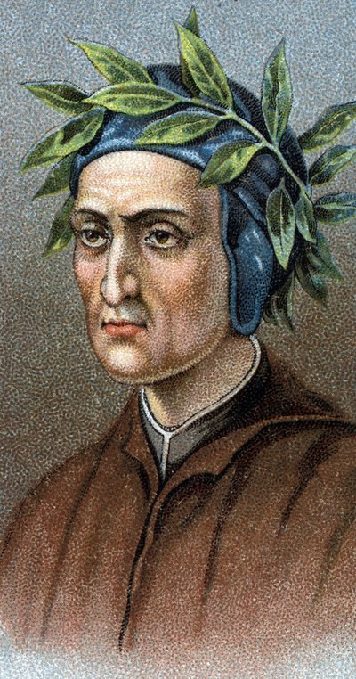 ダンテ・アリギエーリ（1265～1321）の肖像 イタリアの詩人 - シリーズ「男たちのリーダー」より - クロモリトグラフ - イギリス派 20世紀 - 拡大表示 作： English School