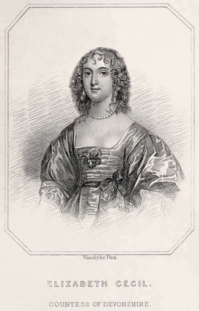 エリザベスセシルの肖像、デボンシャー伯爵夫人、1835年 作： English School