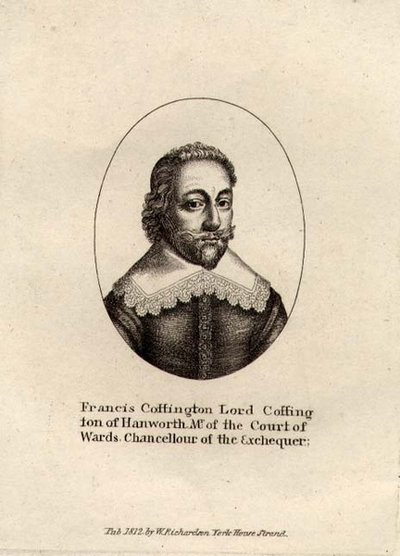 フランシス・コッティントン（コッティントン男爵）の肖像（c.1578-1652） pub.1812年（木版画） 作： English School