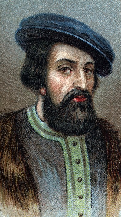 HERNANDO (Hernan) CORTES (Cortez) (1485-1547) イギリスの征服者の肖像 - シリーズ「Leaders of Men」より - クロモリトグラフ - イギリスの学校、20世紀 - 。 作： English School