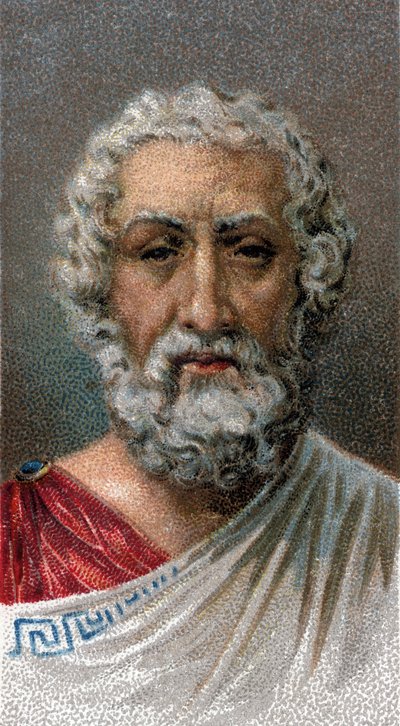 ホーメールの肖像（紀元前9～8世紀） - ギリシャの詩人 - ホーメールの肖像（紀元前9世紀） ギリシャの詩人 - シリーズ「人間の指導者たち」より - クロモリトグラフ - イギリス派、20世紀 - 。 作： English School