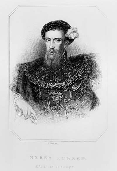 ヘンリーハワードの肖像（1517〜47年）サリー伯、「ロッジの英国の肖像」、1823年 作： English School